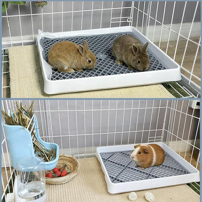 kathson Rabbit Litter Box, Bunny Potty Trainer Tray Guinea Pig Litter Box with Grid, Small Animal Toilet for Bunny Guinea Pigs Ferret Chinchilla Cats
