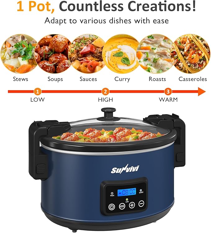 Sunvivi 8.5 Quart Programmable Slow Cooker: Multi-Cooker Food Warmer