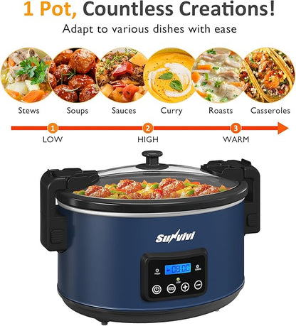 Sunvivi 8.5 Quart Programmable Slow Cooker: Multi-Cooker Food Warmer