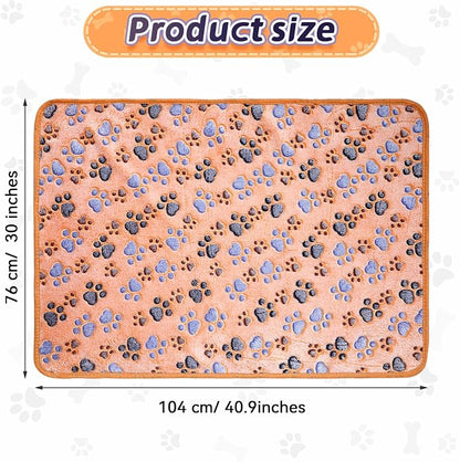 Tatuo 4 Pack Fleece Dog Blankets for Puppy Cats Multi-Size Sleep Mat for Pet Guinea Pig Soft Washable Warm Crate Bed Puppy Teething Toys Print Pattern Blanket Indoor(Coffee,41 x 30 Inch,Paw)