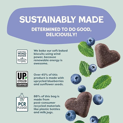 Shameless Pets Soft-Baked Dog Treats, Blueberried Treasure - Natural & Healthy Chews with Mint for Immune Support - Dog Biscuits Baked & Made in USA, Free from Grain, Corn & Soy - 1 Pound (Pack of1)
