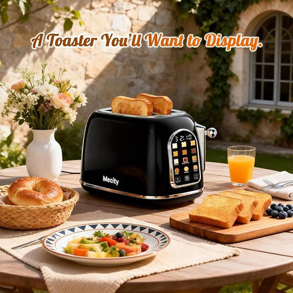 Mecity Toaster 2 Slice, Touch Screen Wide Slot Retro Toaster