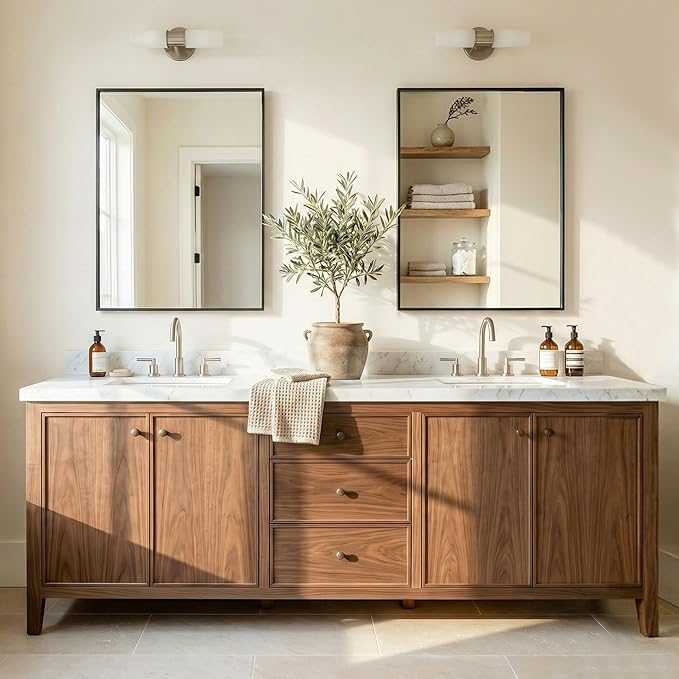 30"x36" Black Bathroom Mirror, Matte Metal Framed Vanity Mirror