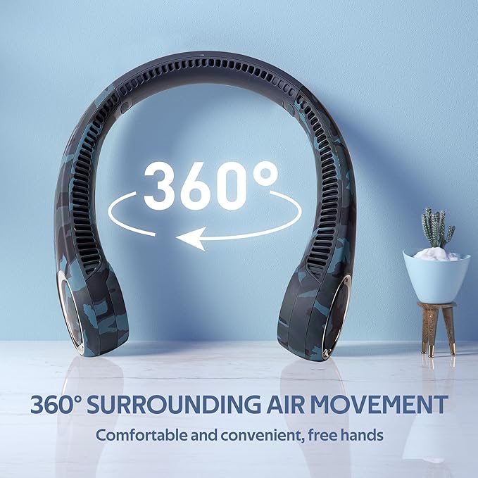 Portable Neck Fan, Hands Free Bladeless Fan, 360° Cooling Personal Fan