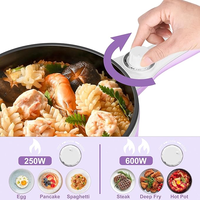 Dezin Hot Pot Electric with Steamer Upgraded, Non-Stick Sauté Pan, Rapid