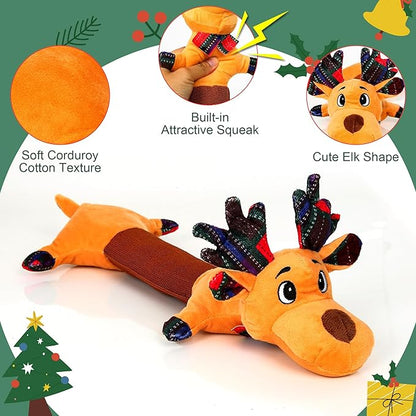 IOKHEIRA Christmas Dog Toys – Reindeer Squeaky Plush Crinkle Rope Dog Toys,Interactive Tug-of-War Chew Toy for Small/Medium/Large Dogs, for Dog