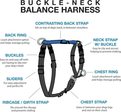 Blue-9 Buckle-Neck Balance Harness, Fully Customizable Fit No-Pull Harness, Ideal for Dog Training and Obedience, Made in The USA, Camo, Medium