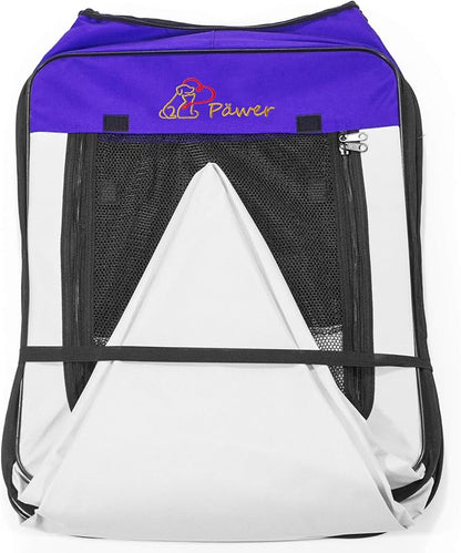 Pawer 36”×18.5” 8-Panel Foldable Pet Playpen, Violet+Grey, Personalize Embroidery Extra Fabric Piece Available, for Cat/Dog/Puppy, 600D Oxford Cloth Portable Indoor & Outdoor Kennel with Carry Bag