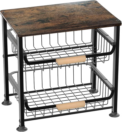 3-layer Kitchen Fruit Storage Basket Snack Rack, Countertop & Desktop Pull-out