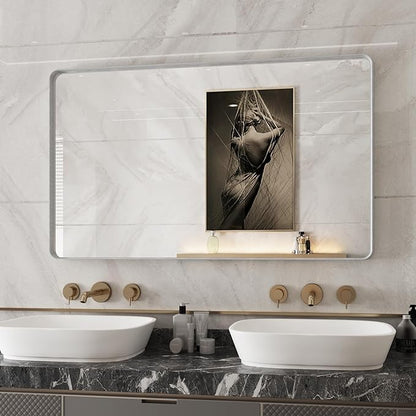 Siver Mirror for Bathroom Framed, Wall-Mounted Mirrors, Bathroom Mirrors Pair