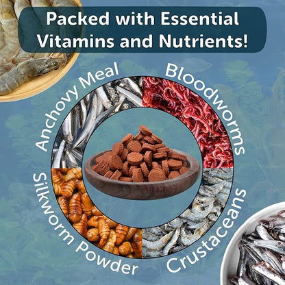 Aquatic Foods Inc. Bloodworm Glass Sticking 42% Protein Tablets for Angels, Tetras, Guppies, Cichlids, All Community Tropical Fish...4-lbs 8oz Jar