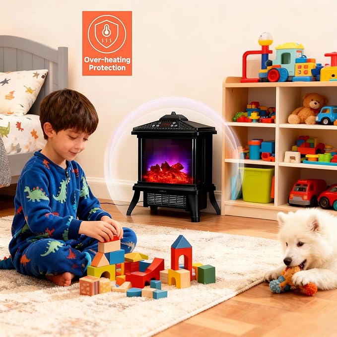 18-inch Freestanding Electric Fireplace, Equipped