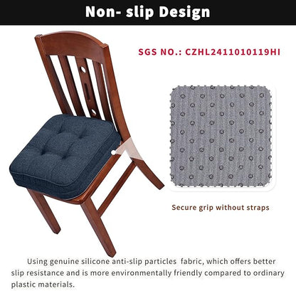 GOFORIT Memory Foam Cushion，Square Seat Cushions for Dining Chairs,Non-Slip Chair Pads with Removable Cover, 16'' x 16'', 4 Pack,Dark Blue