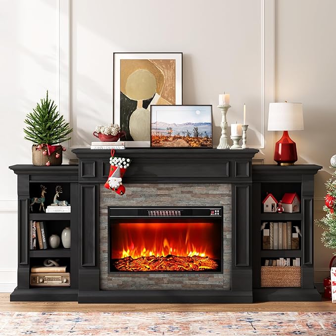 LGHM 80" Fireplace TV Stand, Electric Fireplace