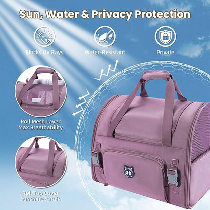 Expandable Cat Carrier Backpack for Large Cats - Airline Approved Pet Carrier Backpack for Small Dogs, Hiking & Travel, Waterproof with Breathable Mesh, 22lbs Capacity (Plum, Large)