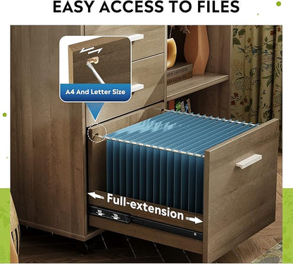 DEVAISE 3 Drawer Mobile File Cabinet, Wood Lateral Filing Cabinet, Printer Stand