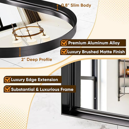 Arched Mirror 24"x36", Bathroom Mirror, Wall Mounted Vanity Mirror