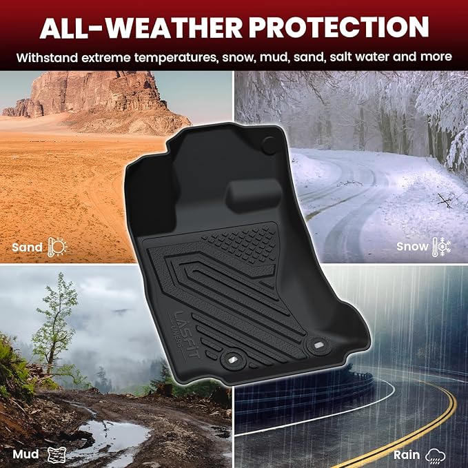 LASFIT Floor Mats for Subaru Outback & Legacy 2020-2025, All Weather TPE Custom Fit Easy Clean Durable No-Curling Floor Liners for Subaru Outback 1st & 2nd Row Car Mats, Black