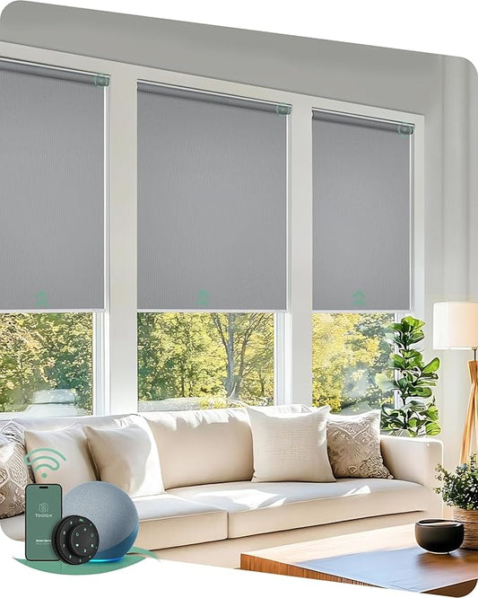Yoolax Motorized Blinds with Remote, Automatic Window Shades Work with Alexa