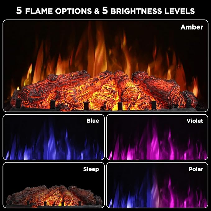 TURBRO Eternal Flame 26 in. WiFi Infrared Quartz Electric Fireplace Log Heater