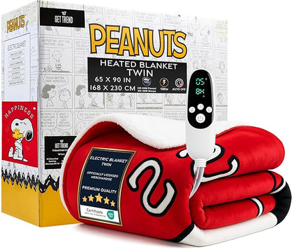 Peanuts Snoopy Heated Blanket Electric, Twin Size Luxurious Fleece Blanket
