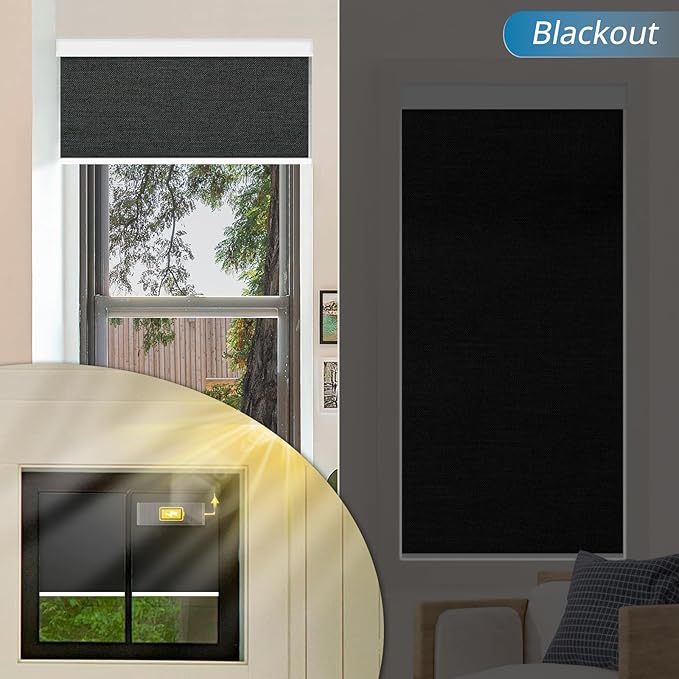DENFOON Motorized Blinds with Remote Control, Custom Blackout Smart Blinds