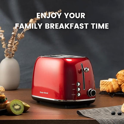 Roter Mond 2 Slice Toaster Retro Stainless Steel