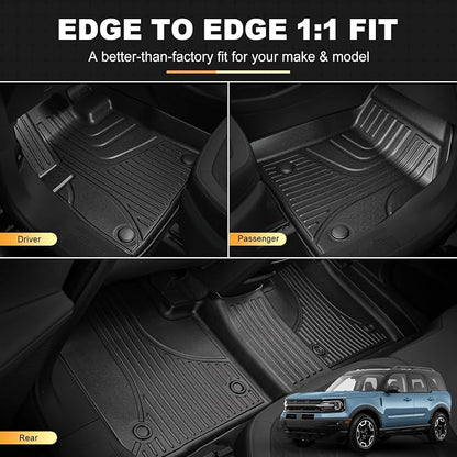 AOMSAZTO Floor Mats & Cargo Liner for Ford Bronco Sport 2021-2026 | 1st & 2nd Row Custom Fit All Weather Protection Trunk Liner Waterproof Car Accessories