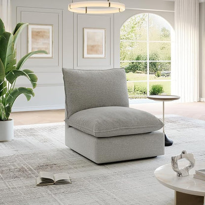 Lopzeho Cloud Middle Sectional, Waterproof Down Filled Sectional Sofa, High Backrest Modular Sectional Couches for Living Room, Modern Modular Couch with Removable Cover, Light Gray