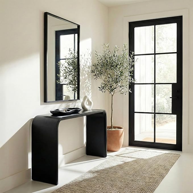 24''x36'' Matte Black Bathroom Mirror | Deep-Set Recessed Metal Frame |