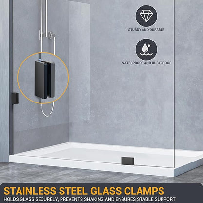 Shower Glass Panel 22.5" W×78.75" H, 3/8" Thick Clear Tempered Glass Panel