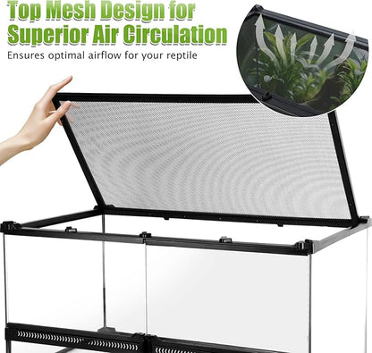 Reptile Terrarium 20"x12"x10", Full Glass Tank Enclosure for Small Reptiles, Geckos, Frogs, Lizards, Snakes, Spiders, Turtles, Rainforest Terrarium Habitat