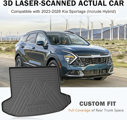 KUST Trunk Cargo Liner for 2023-2026 Kia Sportage Accessories (Include Hybrid, Not for PHEV), Rear Trunk Cargo Mat with Backrest Mat, TPE Rubber, Raised Edge