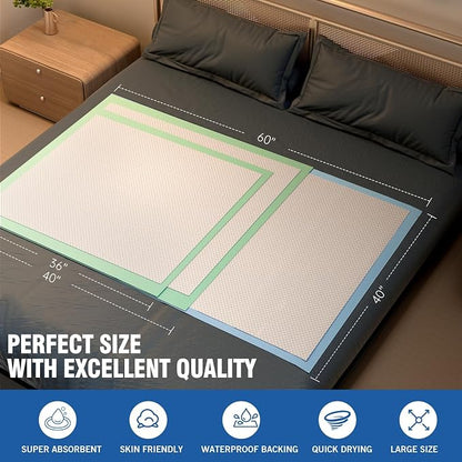 MILDPLUS Bed Pads Disposable Adult 40"X60" Super Absorbent Pee Pads, Oversized Underpads for Adults, Elderly, Pets [150x200CM, 15pcs]