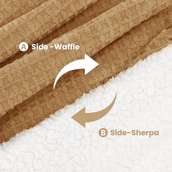 Heated Blanket Electric Blanket Full Waffle, 72x84 Inches Sherpa Fleece Fast