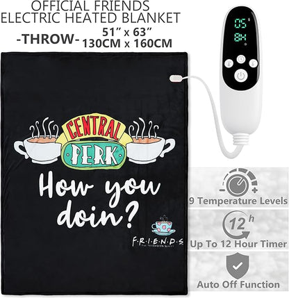 Friends TV Show Heated Blanket Electric, Luxurious Soft Fleece Throw, Fast