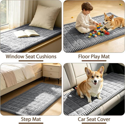 FUANGUI Waterproof Couch Cover Sofa Cover for Dogs and Pets Sofa Protector | Non-Slip Washable Fuzzy Soft Cat Bed Sofa Slipcover for 2-3 Cushion Couch Sofa Pet Friendly, Grey, 27.6" x 82.7", 1 pcs