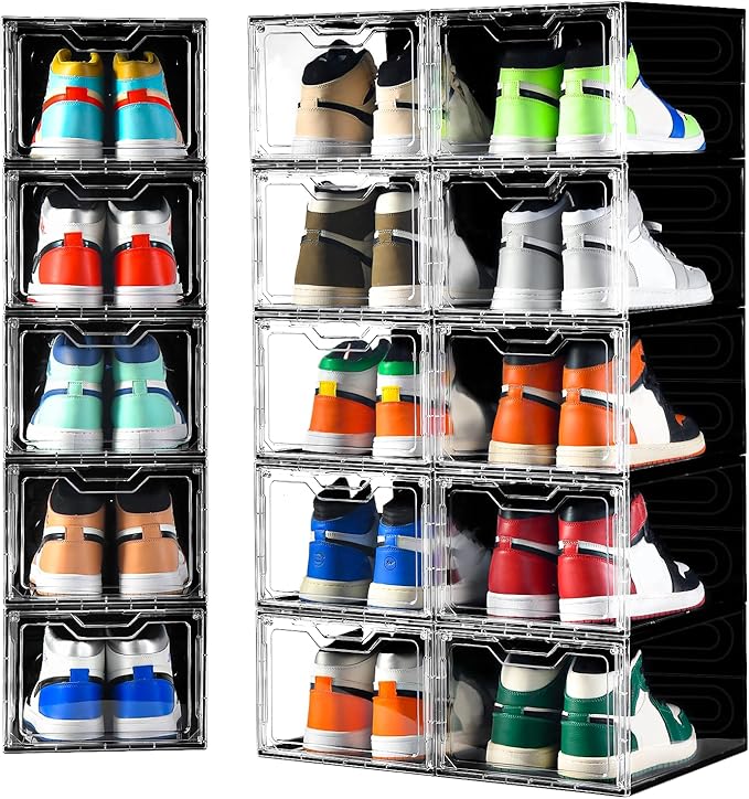 Clemate Upgraded X-Large Shoe Organizer, Shoe Storage Organizer, 12 Pack