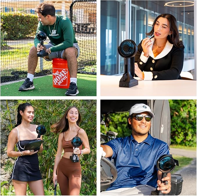 CANE5 AirLux Pro, Portable Fan, 180-Degree Tilt Head, 5 Speeds, 18MPH Wind