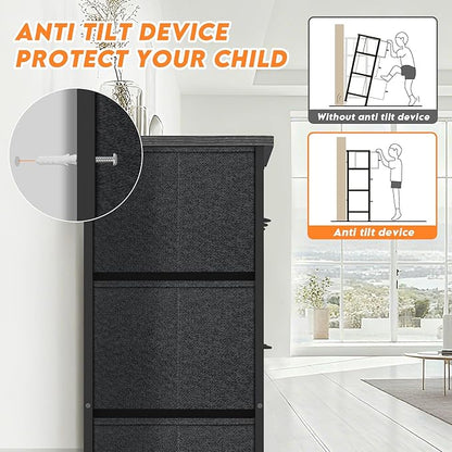 Curved Profile Dresser for Bedroom, Chest of Drawers, 7 Storage Drawers
