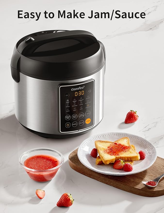 COMFEE' Rice Cooker, 14-in-1 Stainless Steel Multi Cooker, Slow Cooker