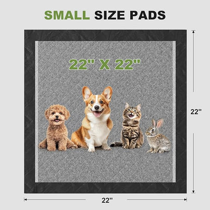 Charcoal Puppy Pads Rugular 22x22 Inches Small Dog Pee Pads Odor-Control & Leak-Proof Disposable Pet Training Edge-Wrapping Thicken Potty Pad for Dogs, Cats, Rabbits (50 Pieces)