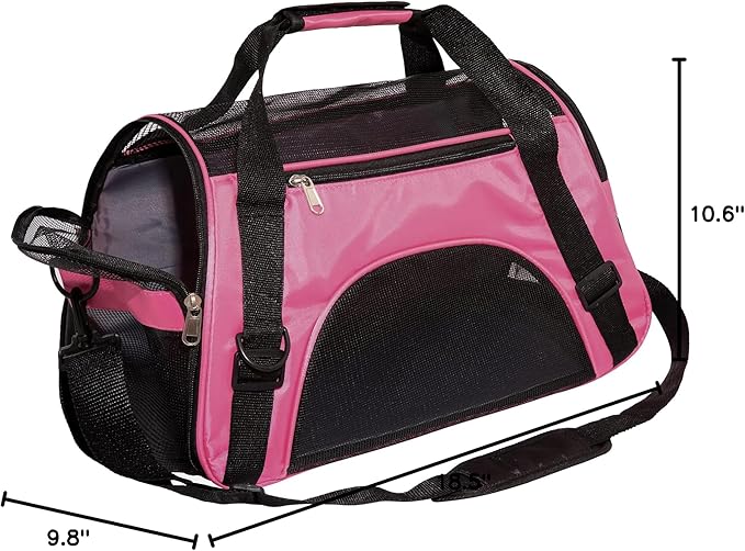 Pet Carrier Soft-Sided Carriers for Cat Carriers Dog Carrier for Small Medium Cats Dogs Puppies Pet Carrier Airline Approved Cat Dog Pet Travel Carrier (Medium,Pink)