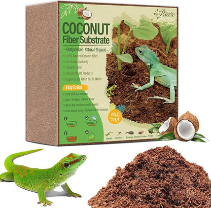 Riare 10LBS Natural Coconut Fiber Substrate for Reptile- Premium Compressed Coconut Husk Terrarium Bedding for Reptile, Tortoise, Frogs, Snakes, Hermit Crabs, Burrowing Animals