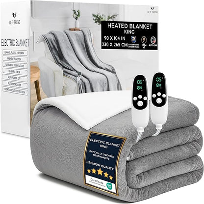 Heated Blanket Electric Luxurious Fleece King Blanket, 9 Heat Settings & 12H