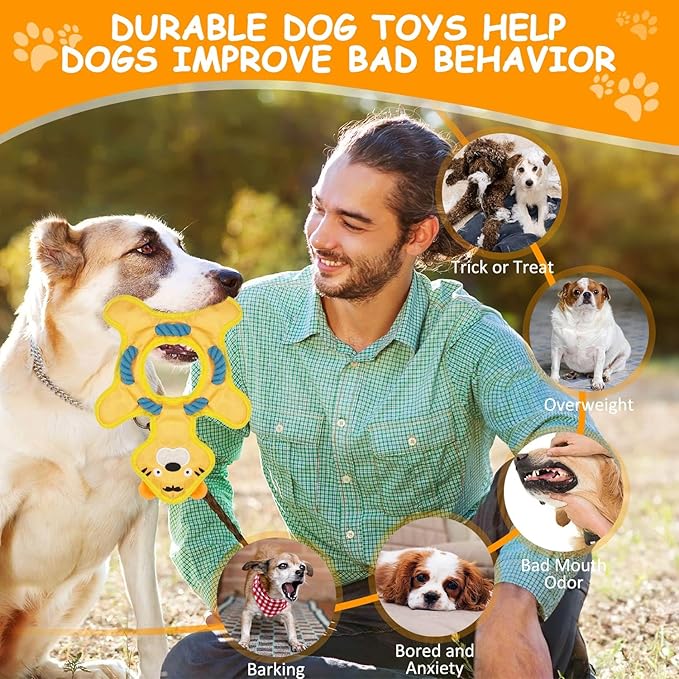 Dog Toys to Keep Them Busy, Plush Tug of War Interactive Rope Dog Toys, Squeaky Chew Toys for Small Medium Large Dogs