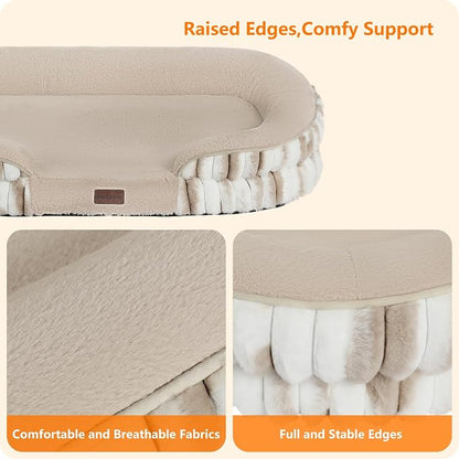 Dwanton Orthopedic Dog Bed for Medium Dogs with Gel Memory Foam, Waterproof Dog Sofa, Washable Pet Bed with Four Sided Bolster Cushion, Removable Cover & Non-Slip Bottom, 36", Tie-dye Khaki