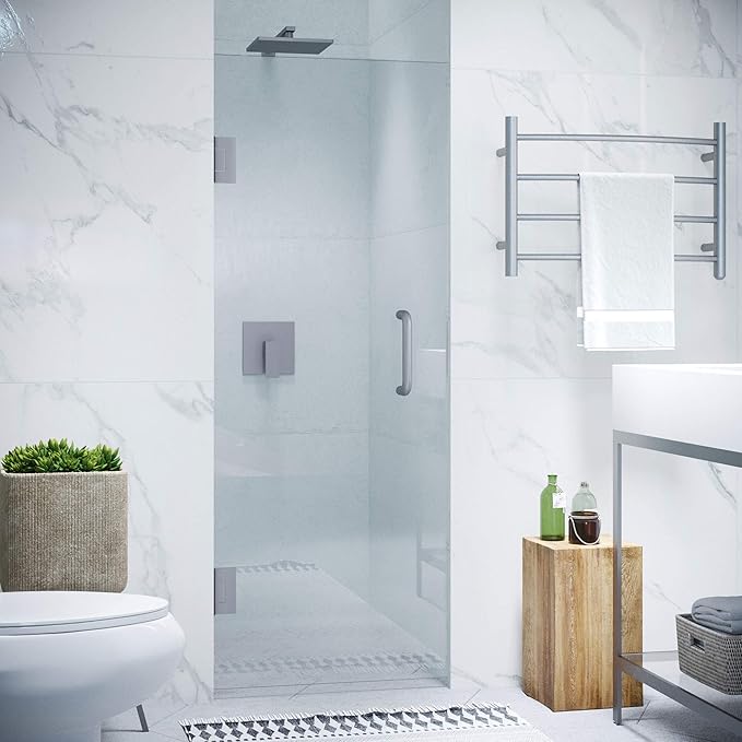 ANZZI 70" x 24" Frameless Shower Door in Brushed Nickel, Water Repellent Glass