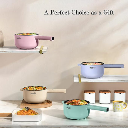 Dezin Electric Cooker, 2L Non-Stick Sauté Pan, Rapid Noodles Mini Pot