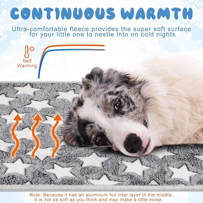 2 Pcs Large Self Warming Cat Pad Self Heating Cat Mat Bed Dog Crate Pet Blankets Thermal Heated Bed Mat for Outdoor Indoor Newborn Kittens Puppies Dog(Large Star,41 x 29)